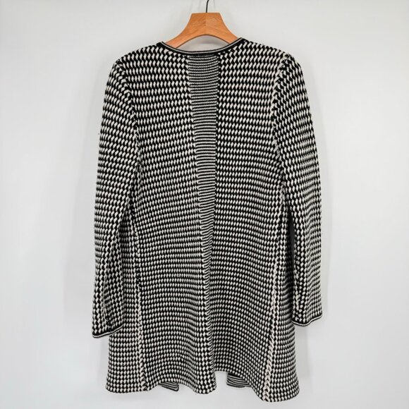 Talbots Womens Open Front Cardigan Medium Black & White Pure Merino Wool - Picture 11 of 12